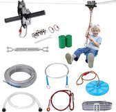 VEVOR Zipline, 24.38 m Kabelbaan voor Kinderen, Zip Line Kit voor Kinderen en Volwassenen tot 150 kg, Backyard Zip Line Kit met Verbeterd Veerremsysteem, Kabelbaan voor Tuin, Buitengebruik, etc.