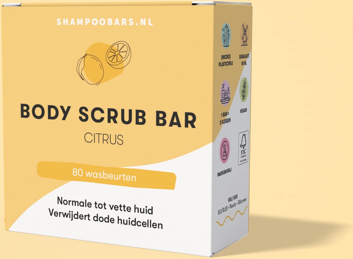 Goedkoopste ShampooBars.nl - Body Scrub Bar - Citroen