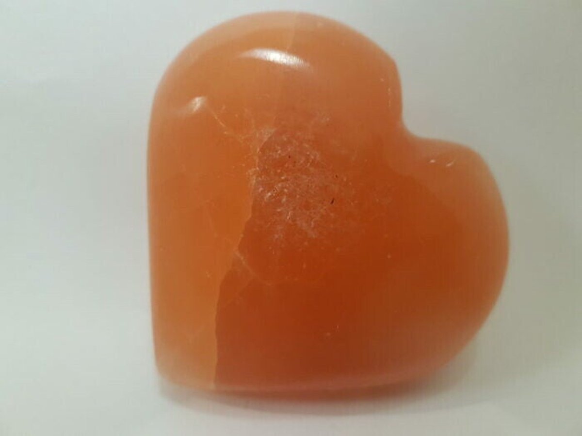 Yogi & Yogini Hart knuffelsteen seleniet oranje 8 cm