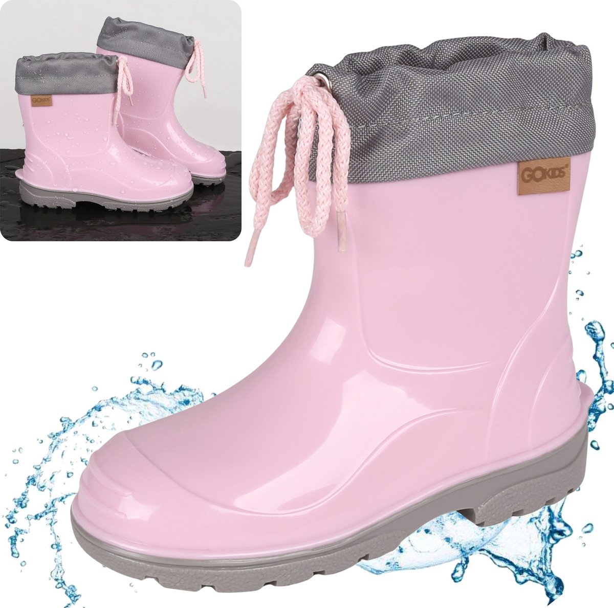 LEMIGO KIMMY Regenlaarzen voor kinderen met bies - waterdichte regenlaarzen met antislipzool, roze