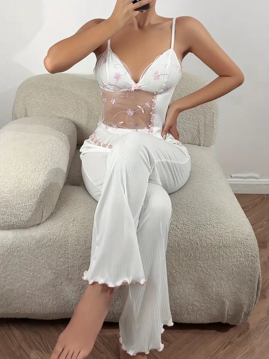 Pyjama D'été Dentelle Noir Femme - Ensemble Lingerie Sexy - Taille L - Neuf Avec étiquettes