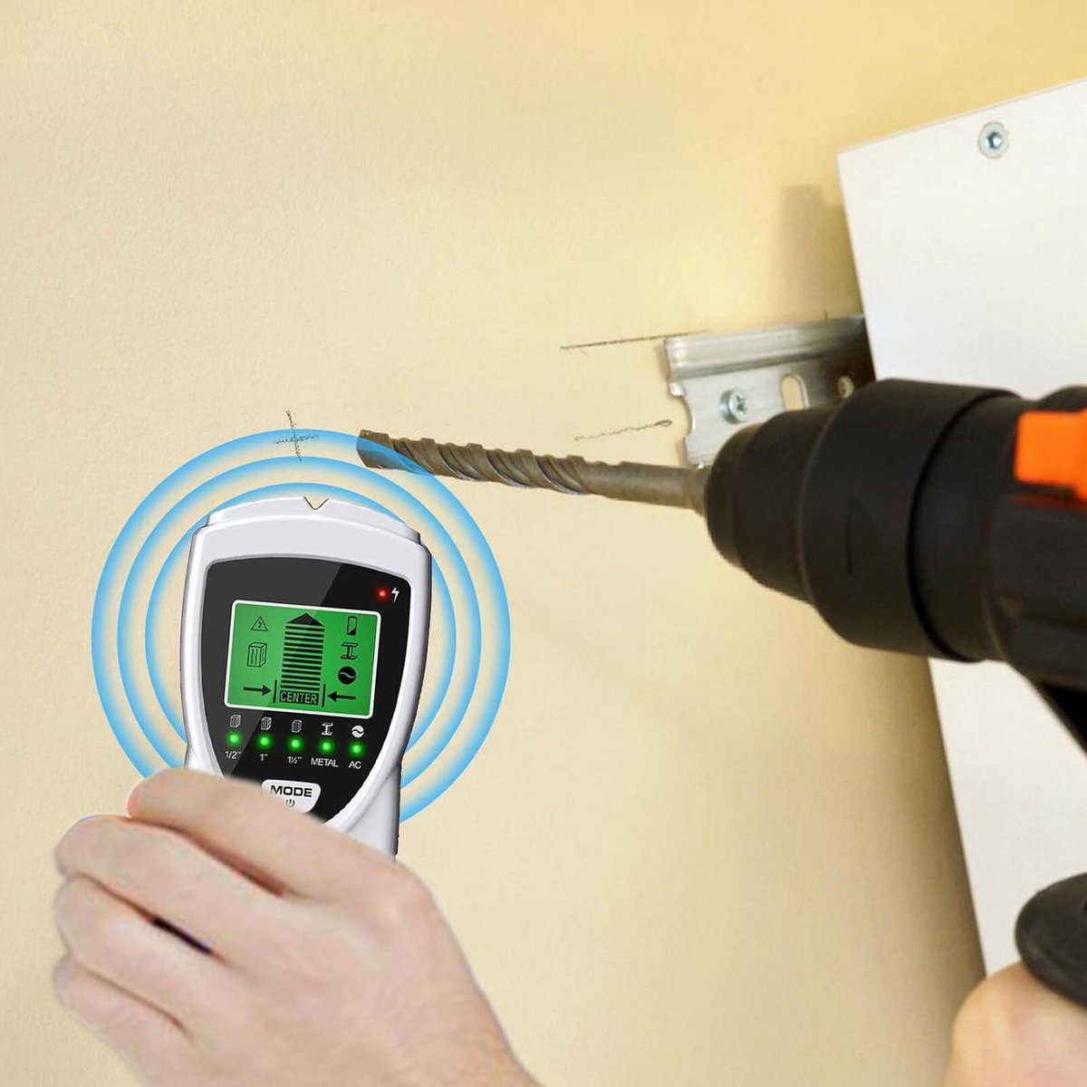 wandscanner, 5-in-1 wandscanner voor metaalzoeker, muur scanner detector wandscanner, met akoestisch alarm voor metalen stud detectie (SH301