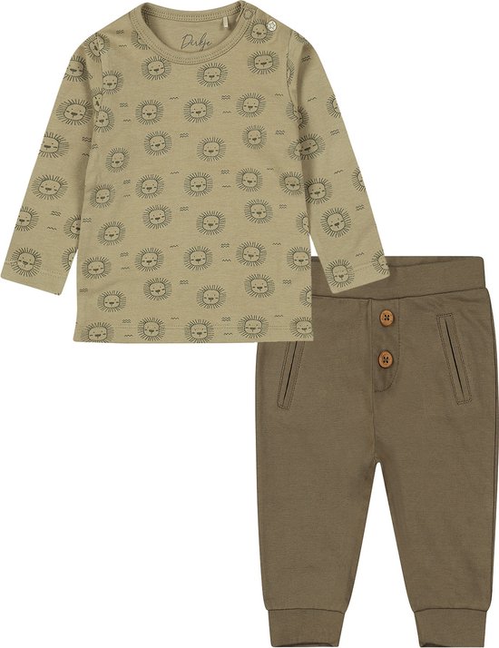 Dirkje - Kledingset - Broek Groen - Shirt Groen met leeuwtjes - Maat 56