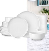 Luxe Serviesset – 18 delig – 6 persoons – Porselein - Bordenset – Dinner platen – Dessertborden - Kommen - Wit