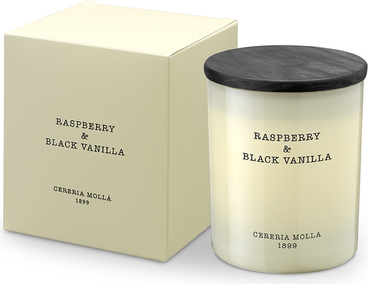 Cereria Mollà 1899 geurkaars 230 gram 50u Raspberry & Black Vanilla sojawas
