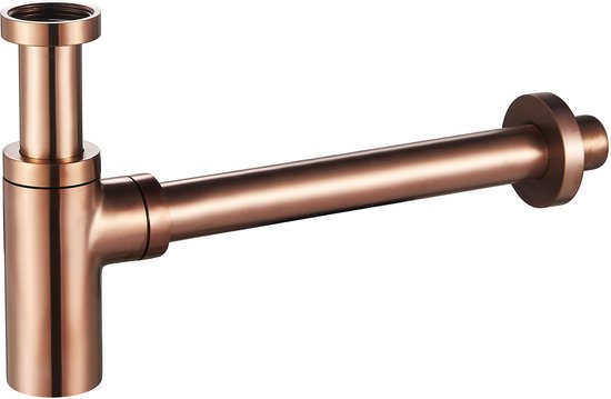 Siphon en bronze brossé avec raccords tubulaires.