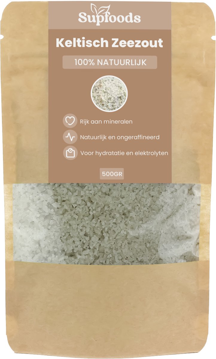 Goedkoopste Keltisch Zeezout 100 Natuurlijk - 500gram - Celtic Sea Salt is Rijk aan Mineralen en Sporenelementen voor een Unieke Smaak - Keltisch Zeezout Grof en Vochtig