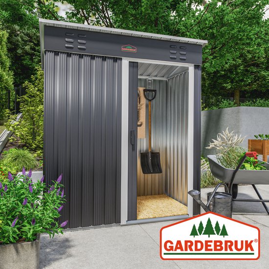 Abri de jardin acier zingué 164x84x182cm porte coulissante cabane outils cadenas