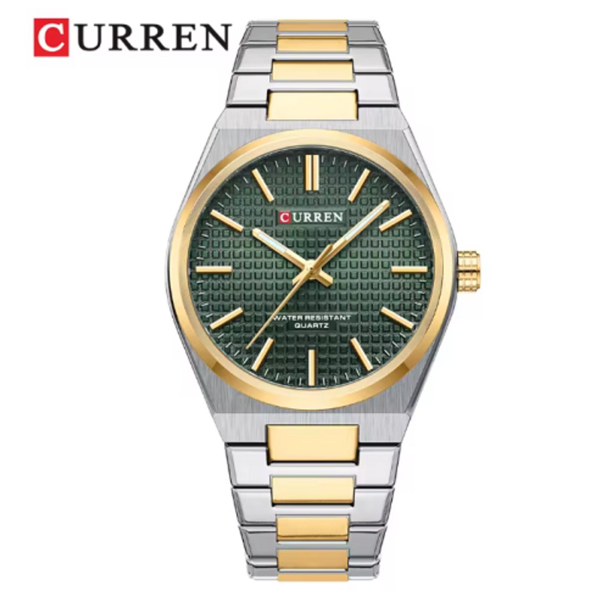 Curren - Luxe Herenhorloge - Quartz - Groene Wijzerplaat - Zilver-Gouden Band - 42mm - 8439