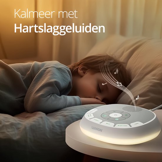LUVION® Dreamnest White Noise Machine - Inclusief Hartslag Recorder - Neem je eigen hartslag op, het bekende geluid van jouw hart voor je pasgeboren baby! - Ook 20 verschillende witte ruis & natuurgeluiden en slaapliedjes voor Baby's en Volwassenen van LUVION — afbeelding 3