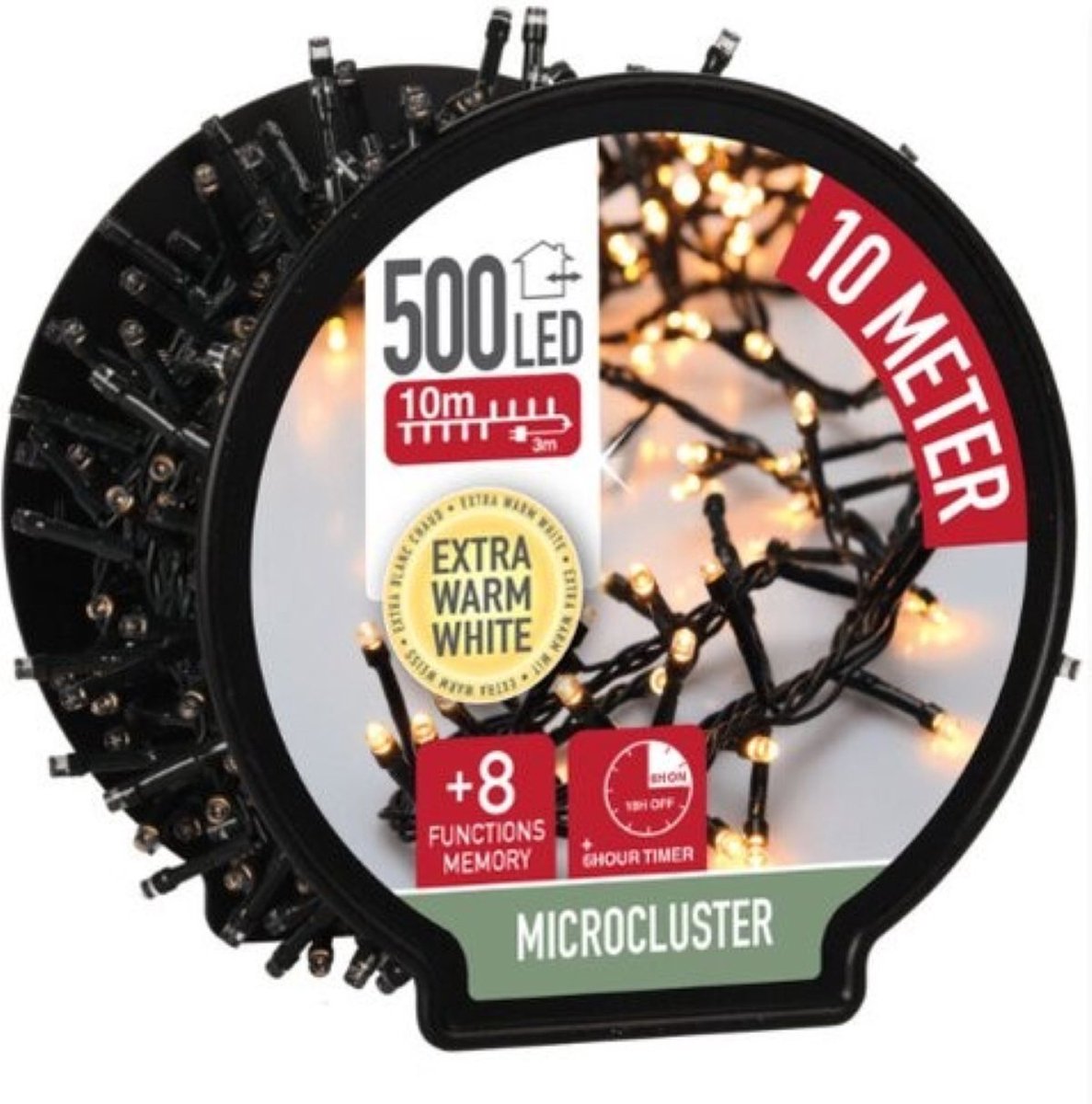 Bol.com Kerst Clusterverlichting - op haspel - 500 leds - extra warm wit - 10 meter aanbieding