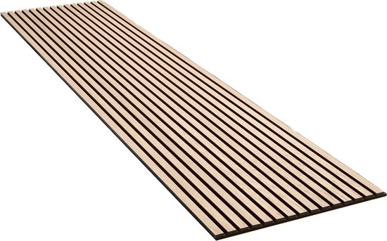 PROVISTON Akoestische panelen, hout, 120 x 60 cm, wandpanelen, eiken, naturel, 3D-mdf-lamellen, houtlook, vilten ondergrond
