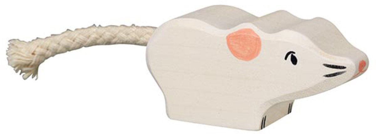 HOLZTIGER Boerderij - Muis - 5X2X2,5Cm - Houten Figuur - Handgemaakt