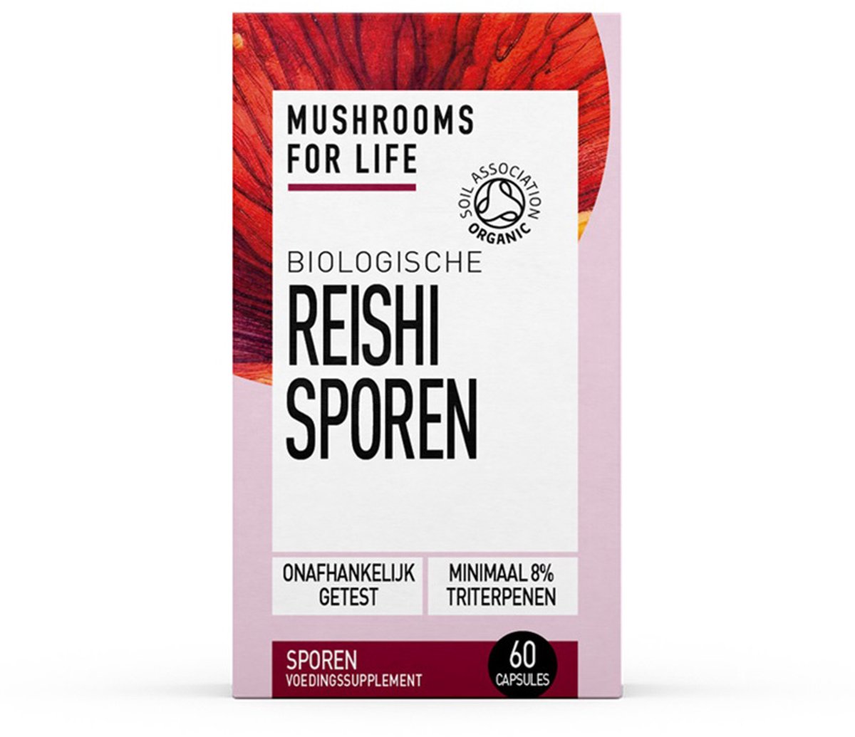 MushroomsForLife - Biologische Reishi Sporen Paddenstoel Capsules – 60 stuks - vegan - vega - gecertificeerd