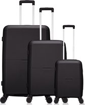Malta Reiskofferset 3-delig - 39, 65 en 93 liter - Handbagage en Ruimbagage - Zwart - Met Ingebouwd TSA Slot - Voor Vliegtuig en Lange Vakanties