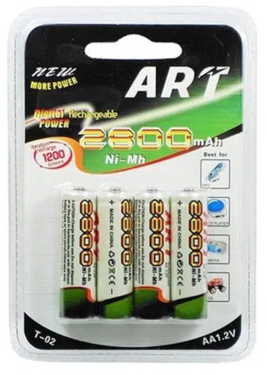 AA-4 STUKS-OPLAADBARE-BATTERIJEN-RECHARGEABLE-2800 MAH-1.2V