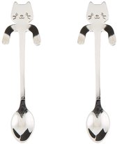 3 Cuillères Chat En Inox 304 - Cuillère à Café Design Suspendu, Pour Thé, Café, Dessert