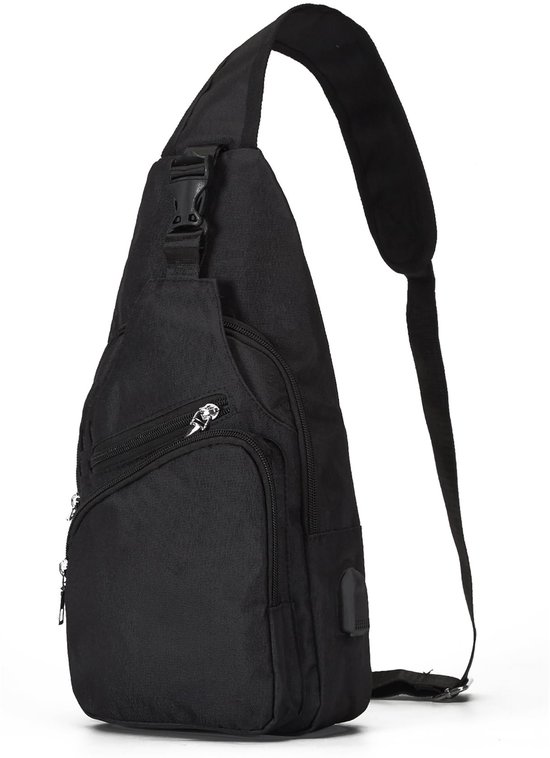 YONO Sling Bag Schoudertas - Crossbody Tas - Heren en Dames - Borsttas - Zwart