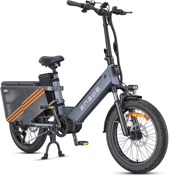 ENGWE LE20 elektrische fiets, actieradius 180km, 100Nm centrale motor, 48V19,2Ah verwijderbare accu, 20x3,0-inch banden, hydraulische schijfremmen, voorvering, SHIMANO 7 versnellingen, laadvermogen 200 kg Elektrische bakfietsen - Grijs