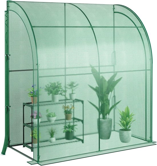 Outsunny foliekas, kweekkas voor tomaten, met planken, PVC staal, 143
