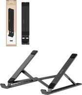 Voomy ECO Laptop Standaard - Verstelbaar & Opvouwbaar - 9 tot 17 inch - Recycled Aluminium - Ergonomische Stand - Voor Laptop, Macbook, Tablet, Lenovo, iPad - Zwart