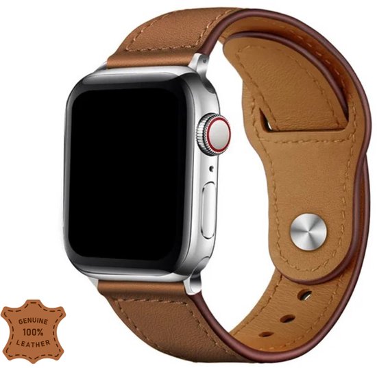 Innerlight® Leather+ - Bruin - 42mm/44mm/45mm/46mm/49mm - lederen bandje geschikt voor Apple Watch - Geschikt voor Series 1/2/3/4/5/6/7/8/9/10/11/SE/Ultra/Ultra2