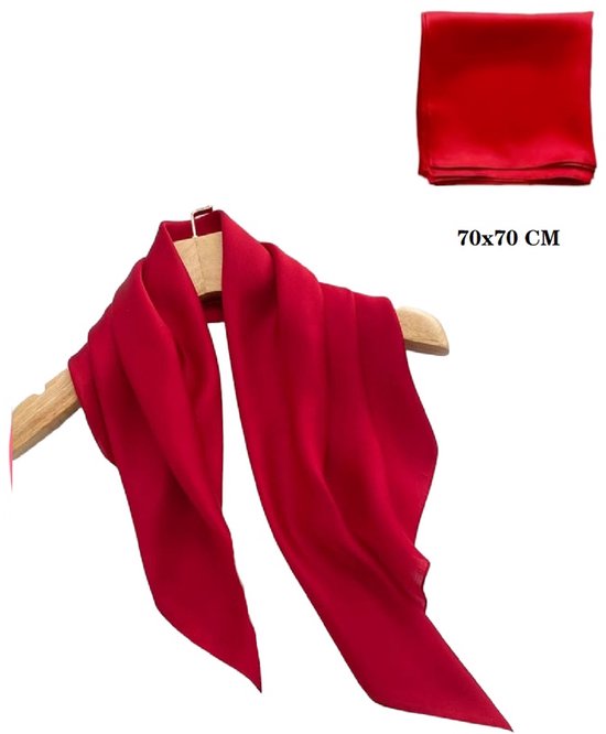 Dames sjaaltje silk feeling Rood | Youhomy accessoires Fashion Zijde zachte neksjaal| Hoofddoek | omslagdoek dames| sjaal 70x70 cm- Hoofdsjaal - Cadeau voor vrouwen ,dames- Stewardess Sjaaltje | Kerstcadeau| Kerst sjaal