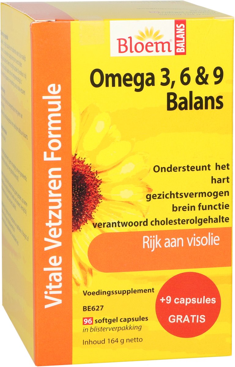 Goedkoopste Bloem Omega 3, 6 & 9 Balans - 96 Capsules - Visolie - Voedingssupplement