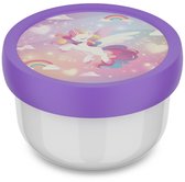 Boîte à fruits Mepal Campus - 300 ml - Fourchette à fruits incluse - Fermeture hermétique - Boîte à goûter - Unicorn Glow