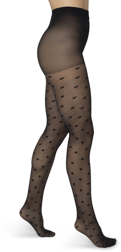 Bonnie Doon Collant Femme Dot 30 Deniers Off White Cassé Taille L/XL - Collant Chique - Motif Pois - Bord Large - Comfort - Pois - Imprimé Pois - Collant Petits Pois - Festif - Wit Cassé - Ecru - Crème - Ivoire - BP201910.3