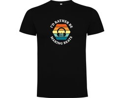 Zwart T-Shirt met Kleurrijke print “ I'd rather be making Beats – Ik maak liever muziek – Muzieknoten – Muziek “ Print Full Color Maat L