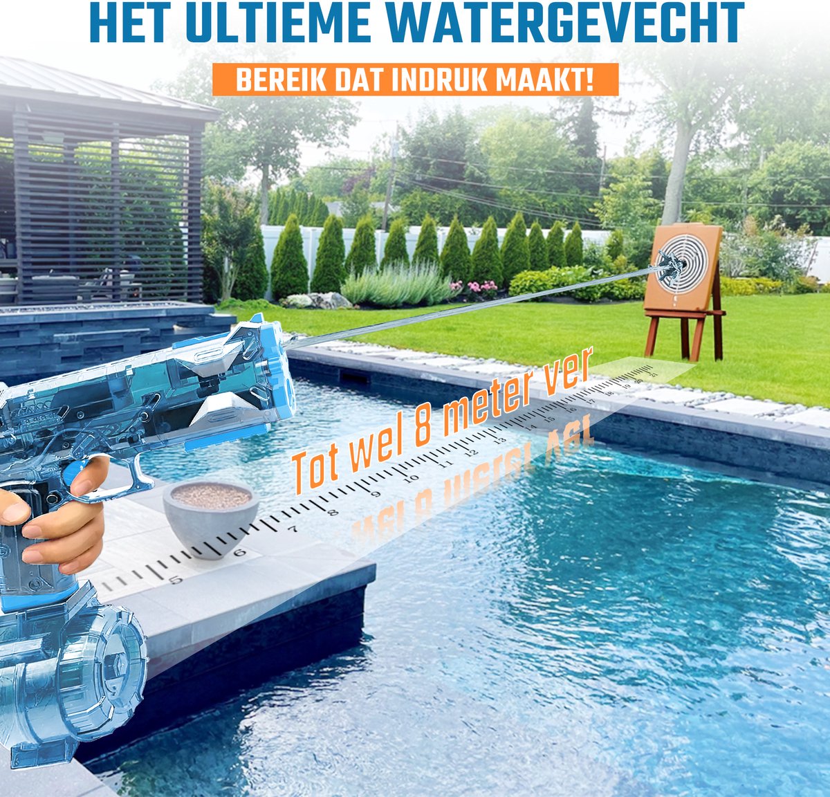 CosmoToys Waterpistool - Elektrisch - Waterspeelgoed - 8 Meter Bereik - Inclusief 2 Accu's - USB Oplaadbaar - Blauw — afbeelding 6