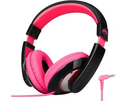 StayPowered Kinderkoptelefoon - Perfect Geluid & Ultiem Comfort - Verstelbaar - HD Microfoon - Kraakhelder Stereo - Zachte Oorkussens - Duurzame Kabel - 3.5mm Jack - Zwart/Roze - Levering Sneller dan Aangegeven!
