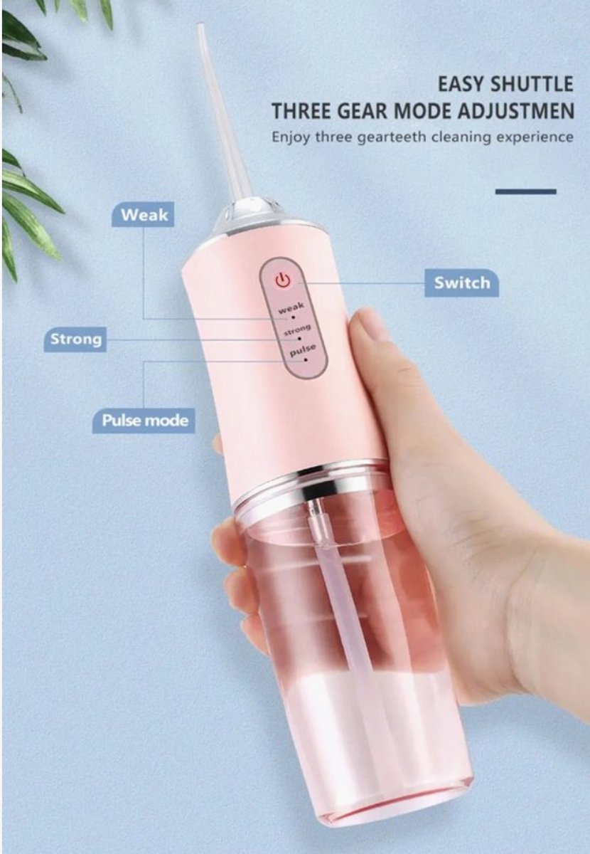 Draadloze Waterflosser | Monddouche | Inclusief 4 Opzetstukjes | Flosapparaat - Waterdicht - 1200 mAh Batterij - Water Flosser - 3 Modus - Oplaadbaar via USB - kleur: Roze thumbnail 5