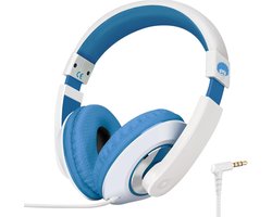 StayPowered Kinderkoptelefoon - Perfect Geluid & Ultiem Comfort - Verstelbaar - HD Microfoon - Kraakhelder Stereo - Zachte Oorkussens - Duurzame Kabel - 3.5mm Jack - Wit/Blauw - Levering Sneller dan Aangegeven!