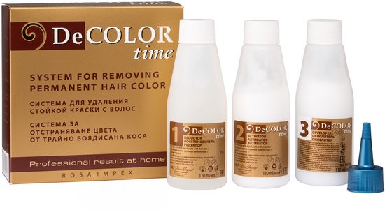 DeCOLOR time - Bleach - Teinture permanente pour les Teinture pour cheveux Total System Removal - sans ammoniaque - 330ML