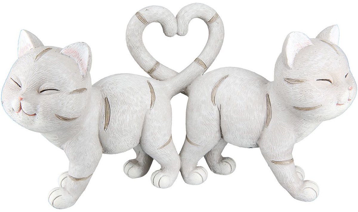 Beeld kittens love - 8x20x11 cm creme polyresin