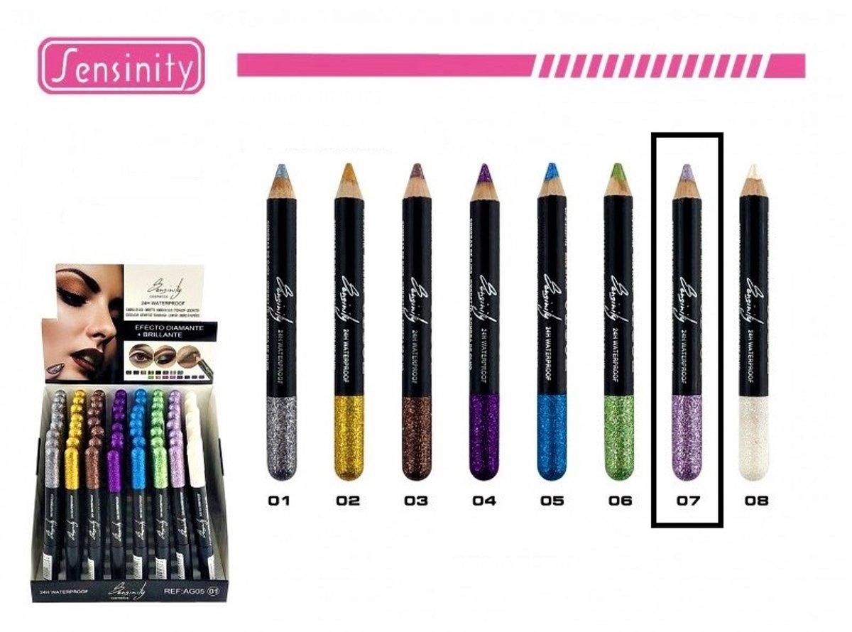 Goedkoopste Sensinity - Glitter Oogschaduw Potlood - Lila/Roze Glitter - Nummer 07 - 1 stuks