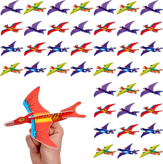 The Twiddlers 48 dinosaurus zweefvliegtuigen - 4 verschillende schuimvliegtuigontwerpen - ideaal binnenspeelgoed voor kinderen voor urenlang spelen en vermaak