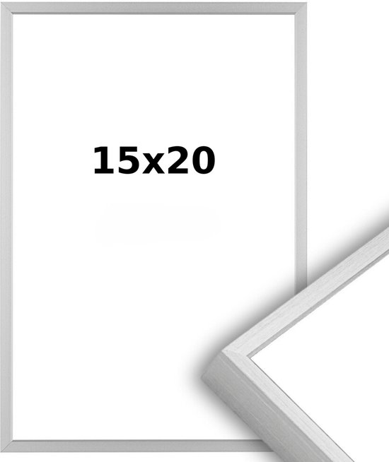 Aluminium Wissellijst 15 x 20 Matzilver - Ontspiegeld Glas