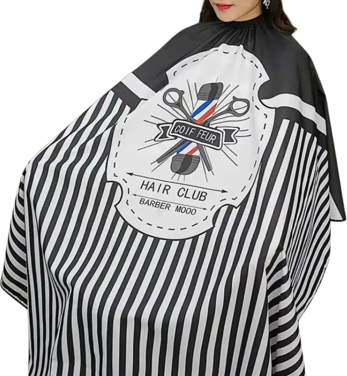 Nivard Baardschort - Beard Bib - Scheerschort - Baard Cape - Kappersmantel - Kapmantel - Zwart/Wit