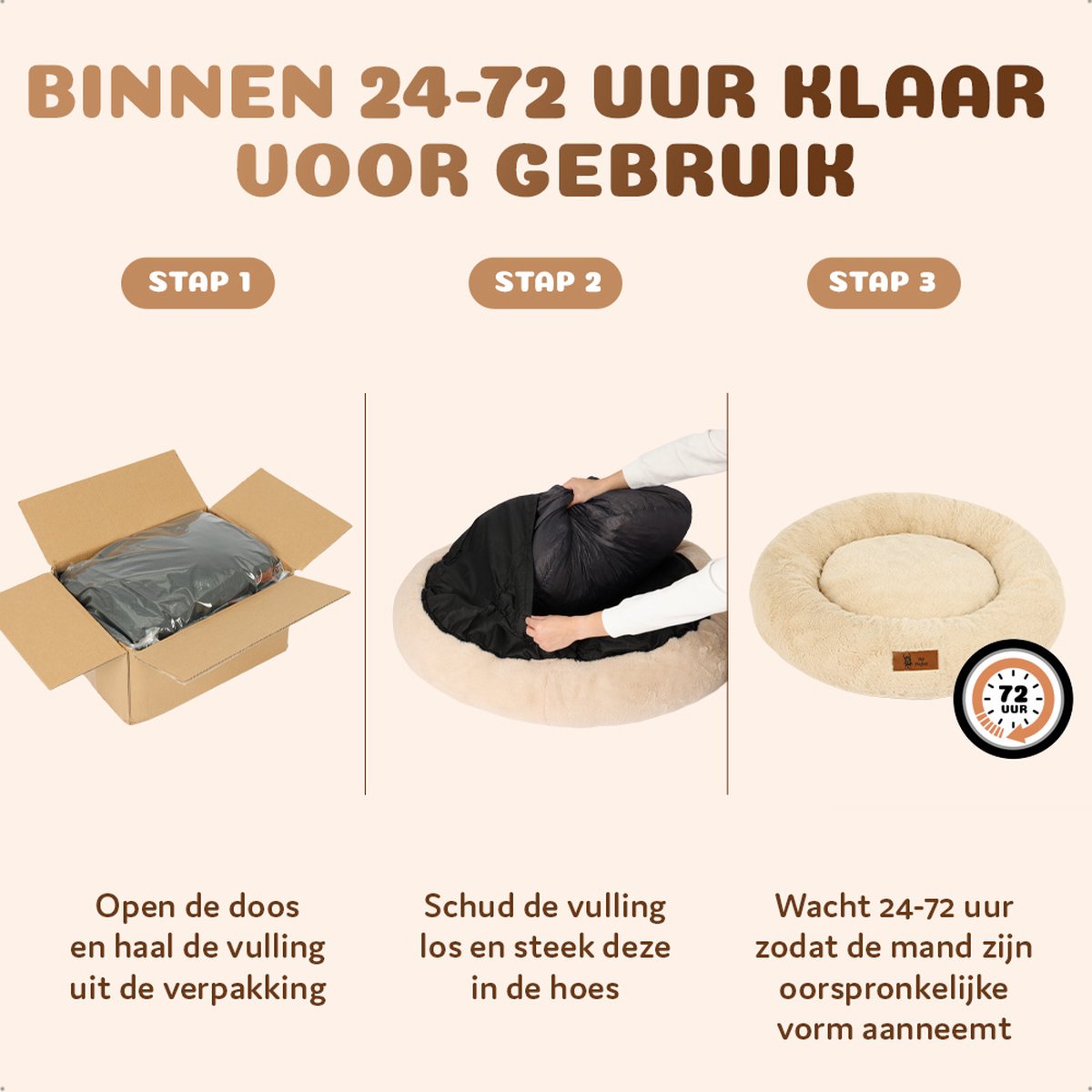 Pet Perfect Orthopedische Hondenmand – Donut Hondenmand – Hondenkussen – Hondenbed – Wasbaar - 100 cm - Zwart thumbnail 8