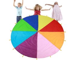 Parachute Play Tent Kids Game Multi-Color Rainbow Indoor & Outdoor Picnic Blanket Mats Party Sports Activities Group Exercise (3.6m) .