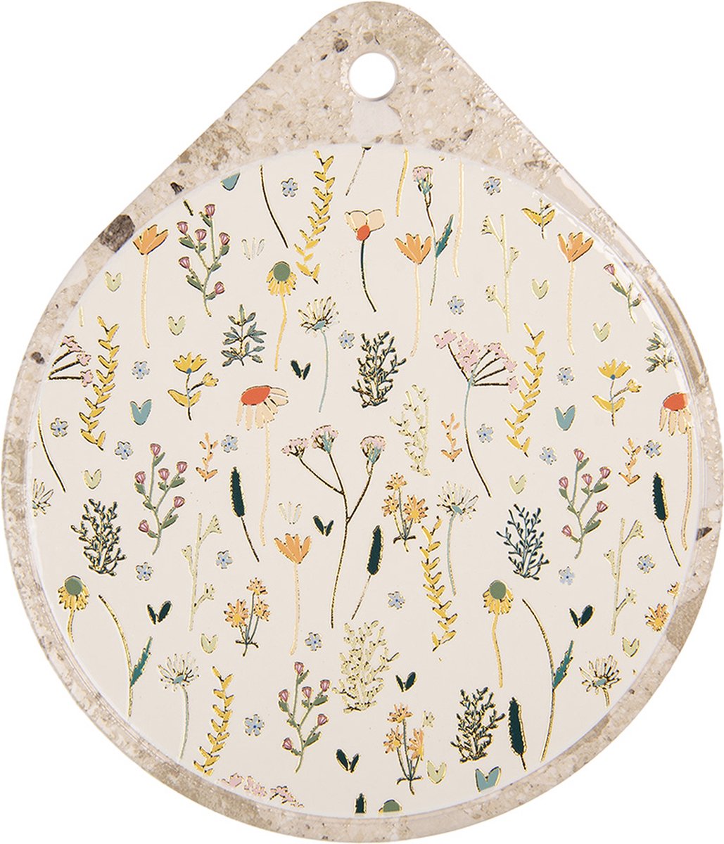 Clayre & Eef Onderzetters Pannen 20x23 cm Beige Keramiek Bloemen