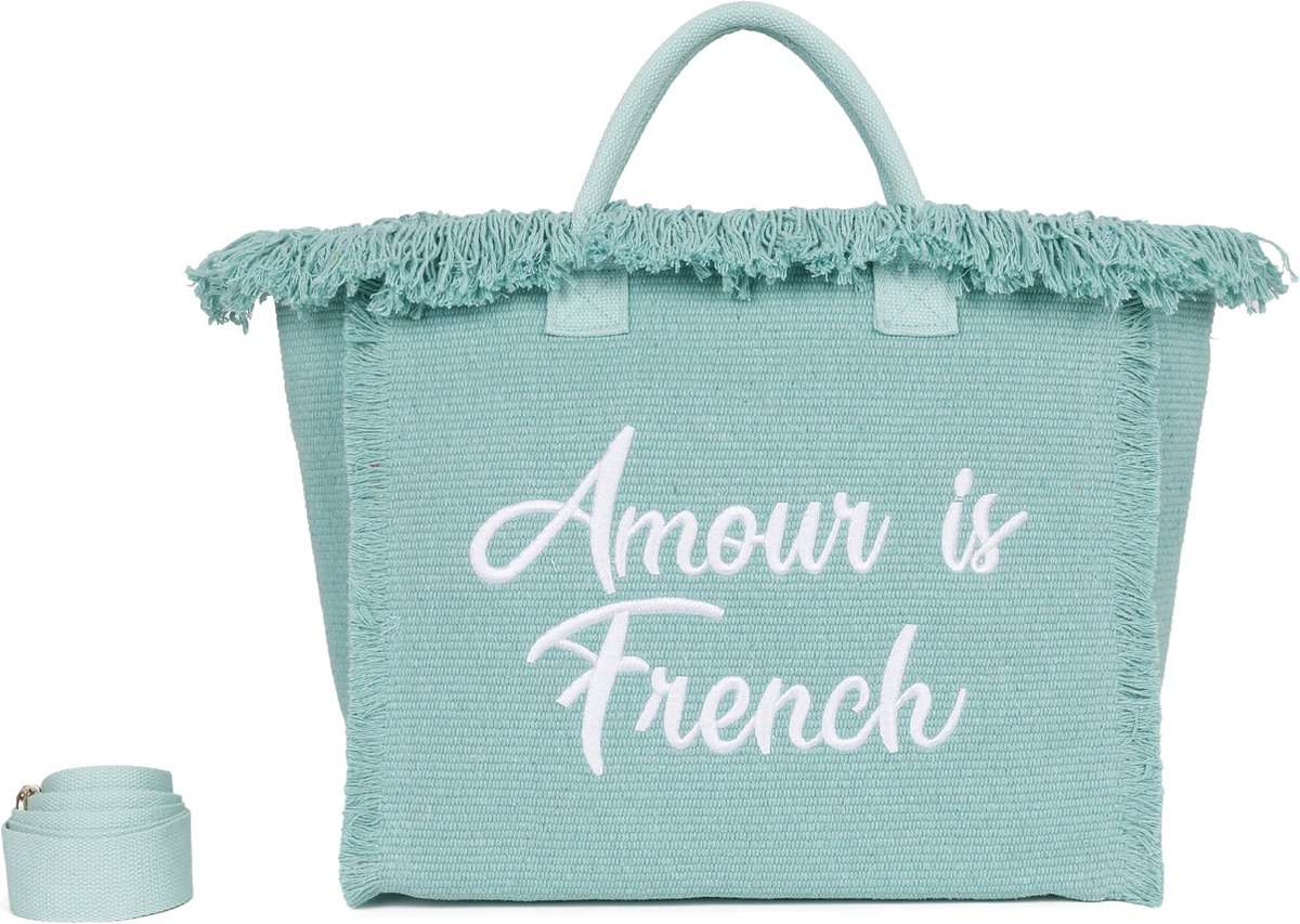 Ines Delaure - strandtas/shopper/weekendtas - amour is french - muntgroen