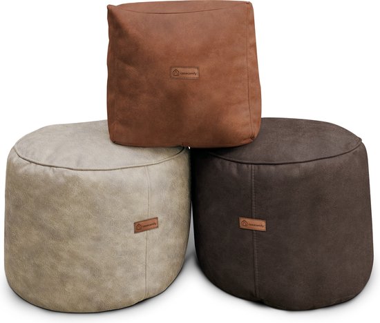 Casacomfy ModiBox – Pouf Carré – Caramel Latte – Repose-pieds – Aspect Cuir