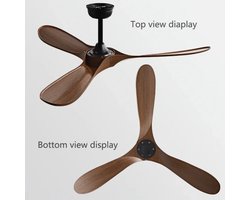 Bovista Plafondventilator - Met Verlichting - Plafond Ventilator - Met Lamp - Plafonniere Met Ventilator - Zwart/Hout - 150cm