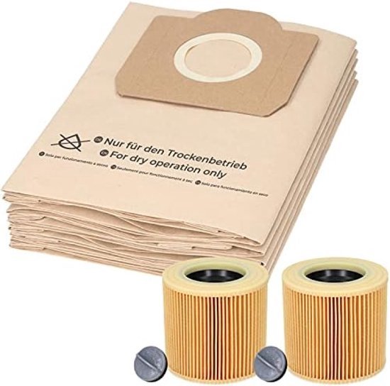 McFilter 20 stofzuigerzakken 2 filters voor Kärcher A2604, A2204, A2254, A2200, A2201, A2206, A2231, A2236, A2251, A2500, A2504, A2534, A2554, A2654, A2654, A2654, A2654, A2654, 2656, A2675