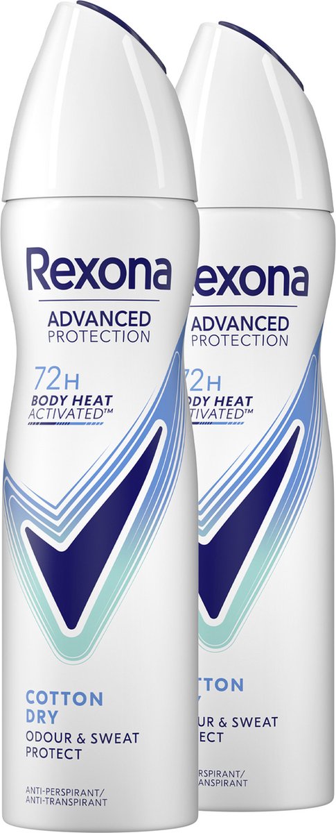 Bol.com Rexona - Anti-Transpirant Spray - Women Advanced Protection - Cotton Dry - 2 x 150 ml - Voordeelverpakking aanbieding