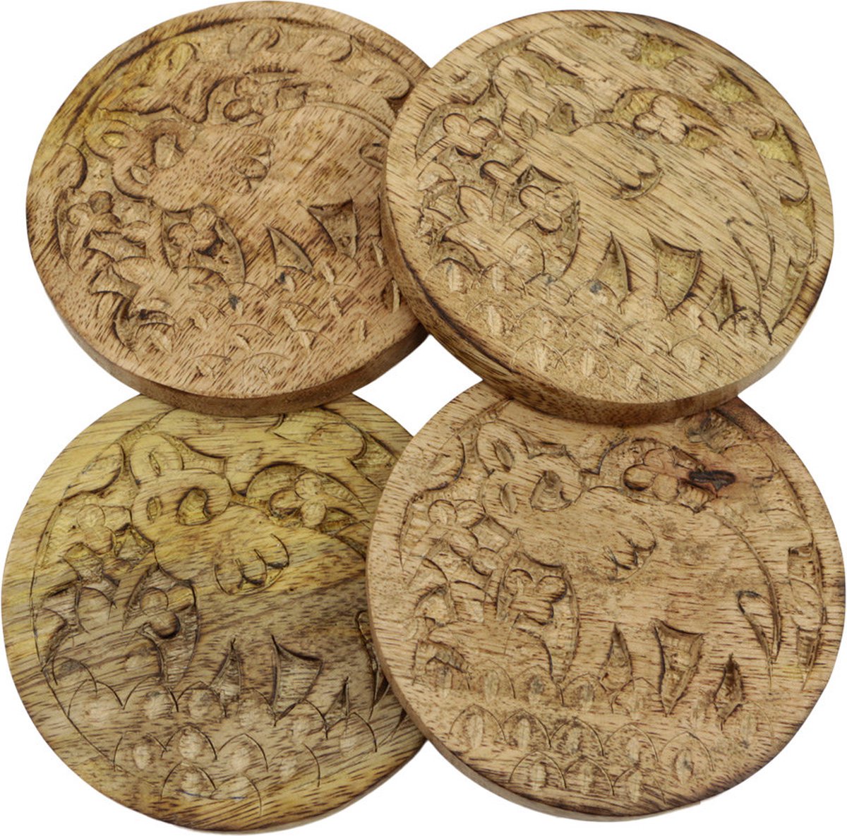 Onderzetters - Mangohout - Hout - Bruin - 10x10x1 cm - India - Sarana - Fairtrade